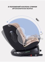 Детское автокресло Rant Helix isofix для роста 40-150 см | Бежевое | Группа 0-1-2-3 (до 36 кг) | С поворотной базой