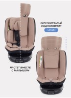 Детское автокресло Rant Helix isofix для роста 40-150 см | Бежевое | Группа 0-1-2-3 (до 36 кг) | С поворотной базой