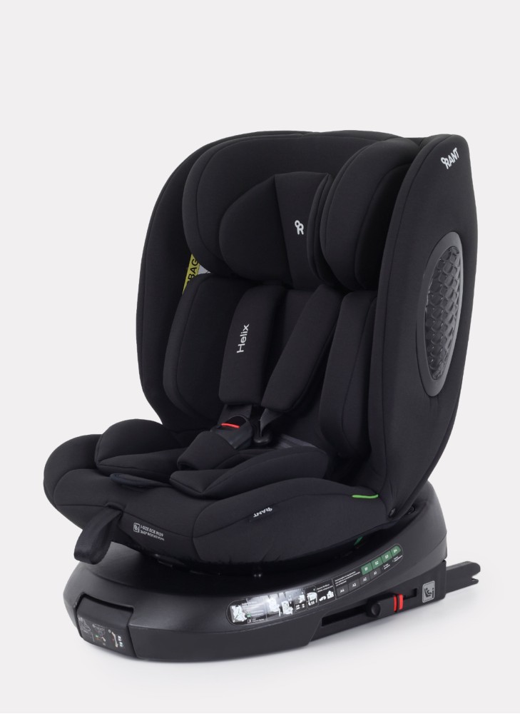 Детское автокресло Rant Helix Isofix для роста 40-150 см | Черное | Группа 0-1-2-3 (до 36 кг) | С поворотной базой