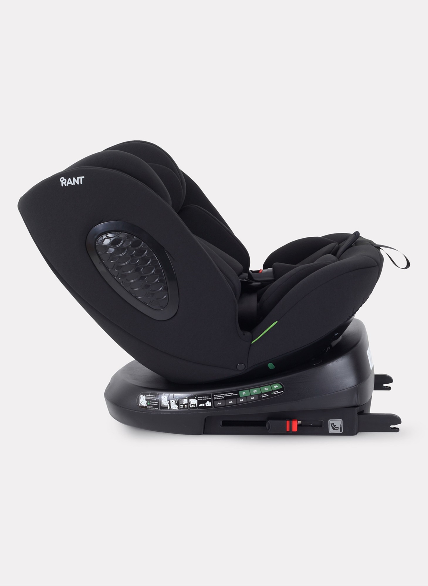 Детское автокресло Rant Helix Isofix для роста 40-150 см | Черное | Группа 0-1-2-3 (до 36 кг) | С поворотной базой