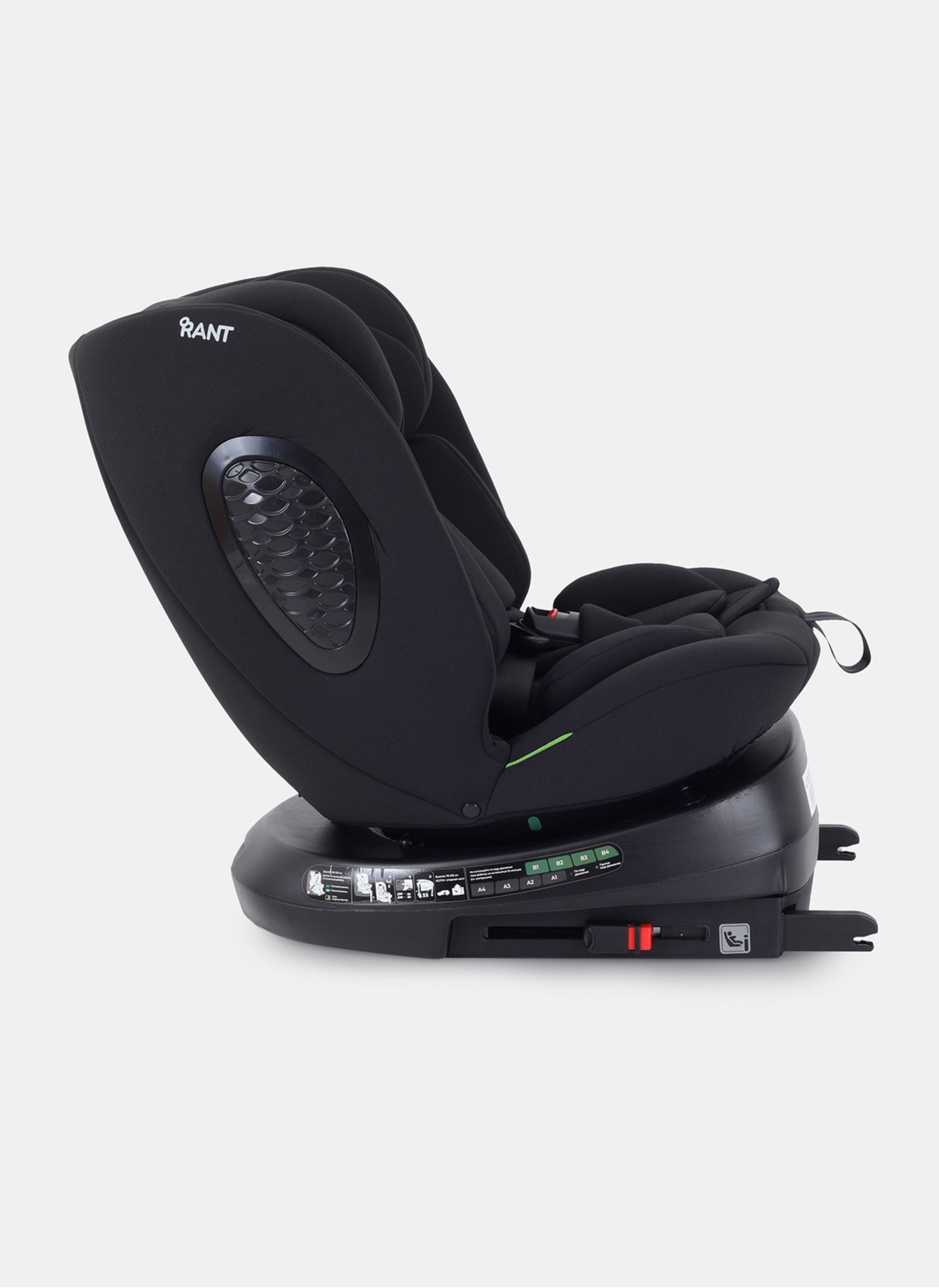 Детское автокресло Rant Helix Isofix для роста 40-150 см | Черное | Группа 0-1-2-3 (до 36 кг) | С поворотной базой