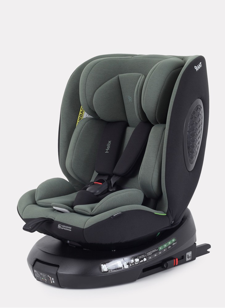 Детское автокресло Rant Helix Isofix для роста 40-150 см | Зеленое | Группа 0-1-2-3 (до 36 кг) | С поворотной базой
