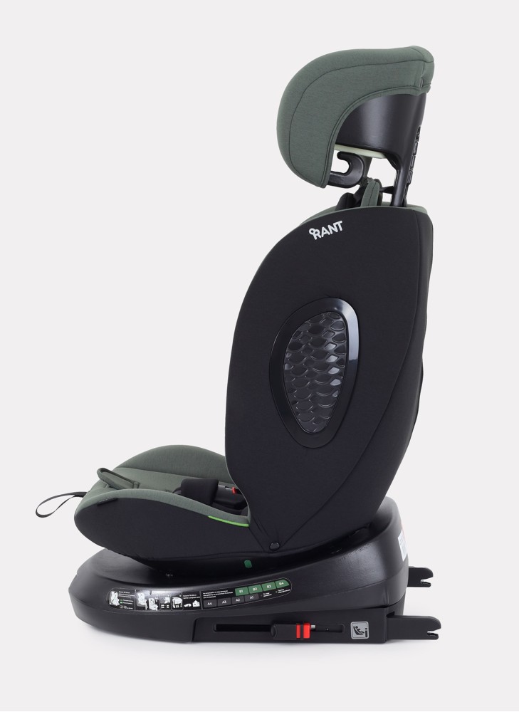 Детское автокресло Rant Helix Isofix для роста 40-150 см | Зеленое | Группа 0-1-2-3 (до 36 кг) | С поворотной базой