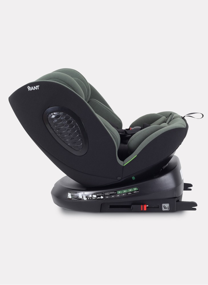 Детское автокресло Rant Helix Isofix для роста 40-150 см | Зеленое | Группа 0-1-2-3 (до 36 кг) | С поворотной базой