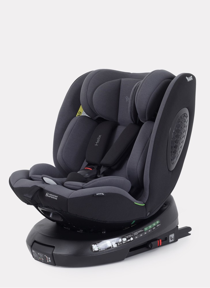 Детское автокресло Rant Helix Isofix для роста 40-150 см | Серая | Группа 0-1-2-3 (до 36 кг) | С поворотной базой