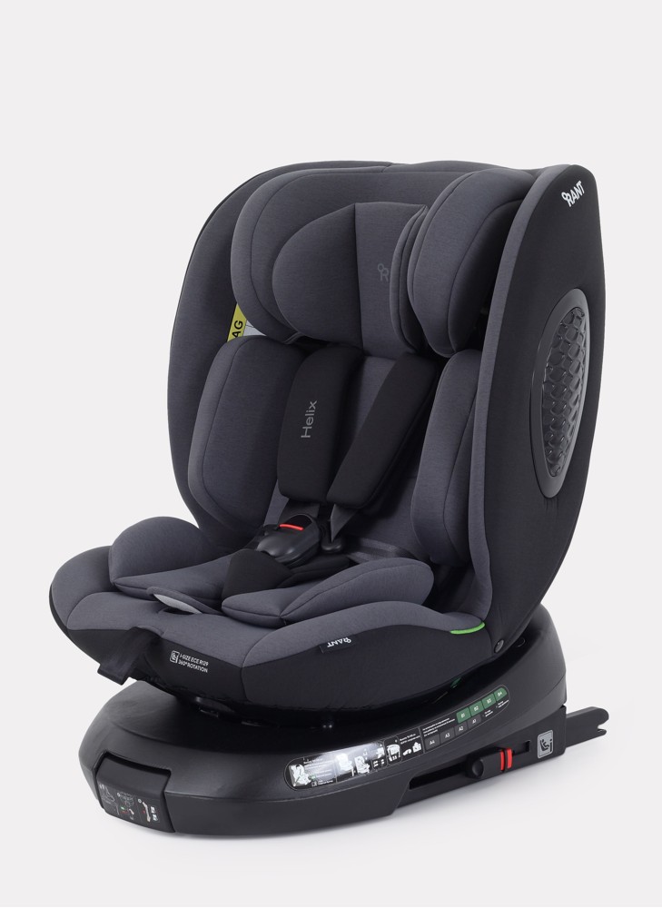 Детское автокресло Rant Helix Isofix для роста 40-150 см | Серая | Группа 0-1-2-3 (до 36 кг) | С поворотной базой