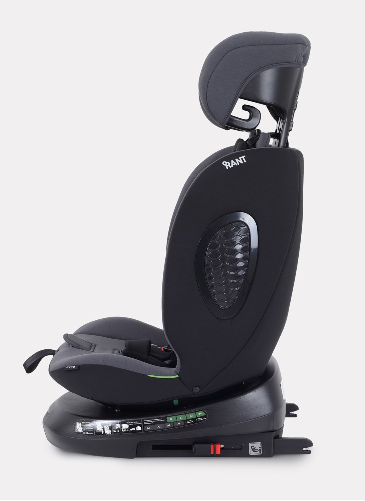 Детское автокресло Rant Helix Isofix для роста 40-150 см | Серая | Группа 0-1-2-3 (до 36 кг) | С поворотной базой