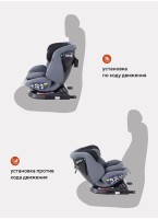 Детское автокресло Rant Nitro Isofix| Рост детей 40-145 см | Черное/Серое | Группа 0-1-2-3 (0 - 36 кг) | С поворотной базой на 360