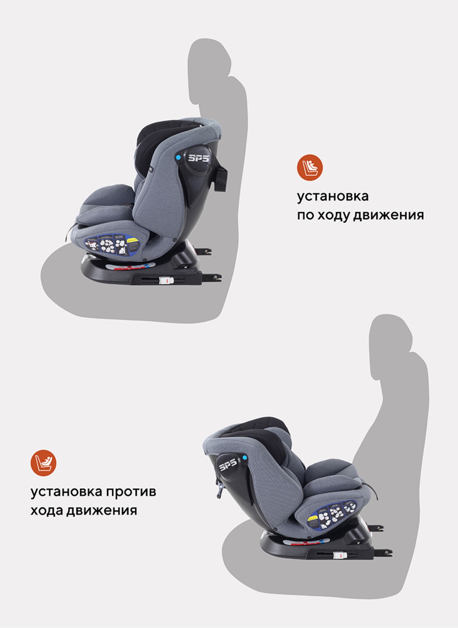 Детское автокресло Rant Nitro Isofix| Рост детей 40-145 см | Черное/Серое | Группа 0-1-2-3 (0 - 36 кг) | С поворотной базой на 360