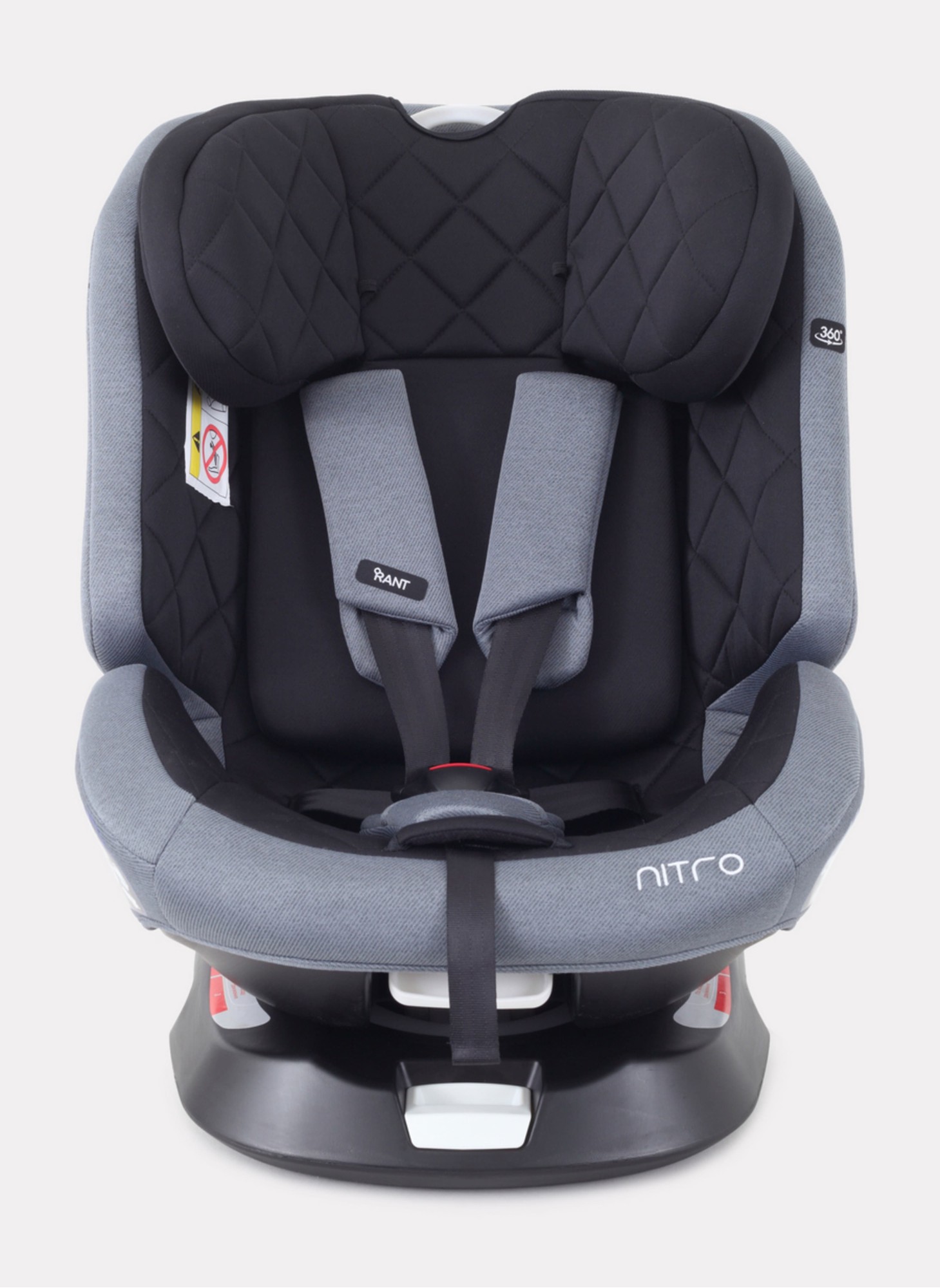 Детское автокресло Rant Nitro Isofix| Рост детей 40-145 см | Черное/Серое | Группа 0-1-2-3 (0 - 36 кг) | С поворотной базой на 360