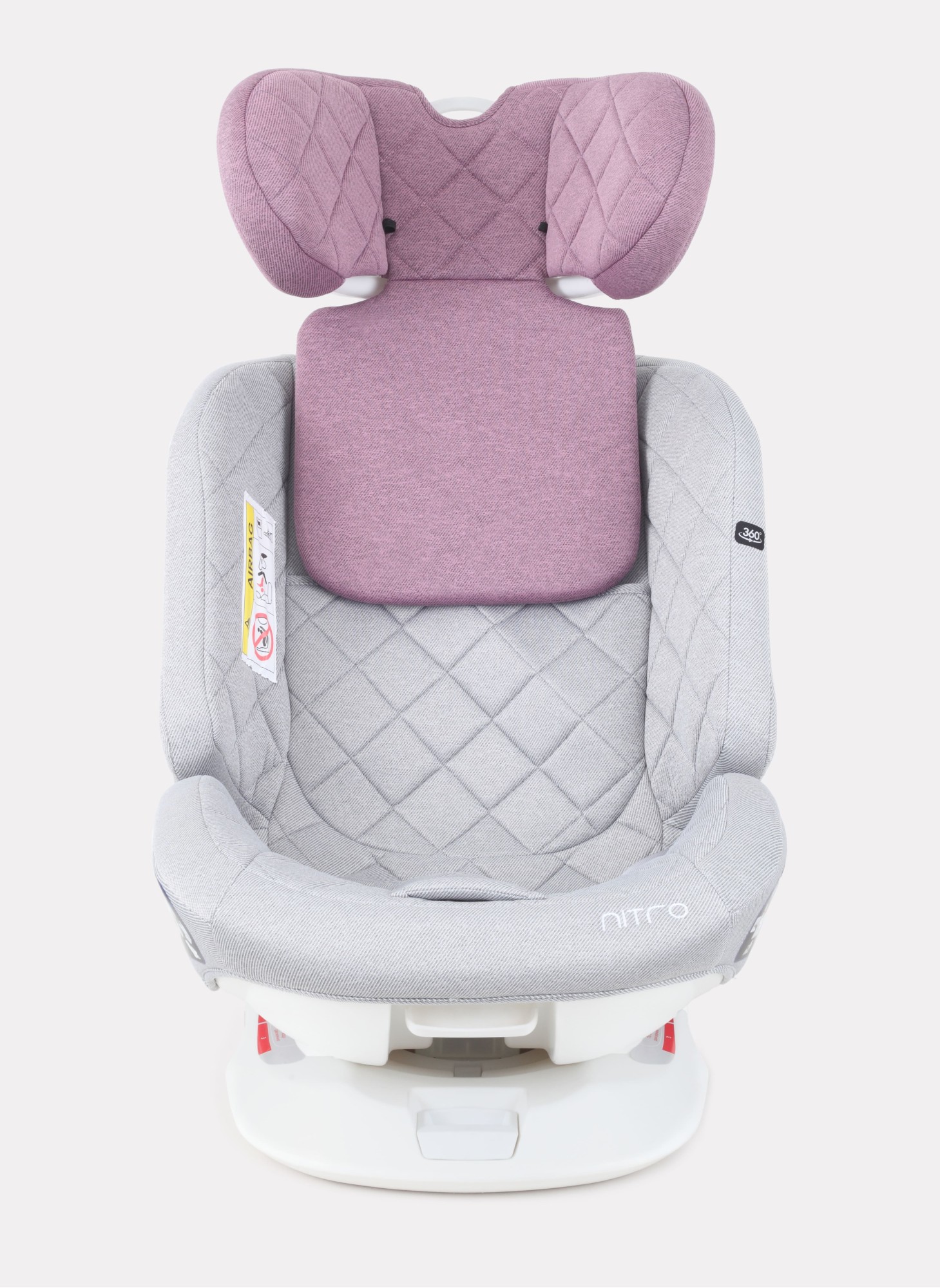 Детское автокресло Rant Nitro Isofix| Рост детей 40-145 см | Серый и Розовый | Группа 0-1-2-3 (0 - 36 кг) | С поворотной базой на 360