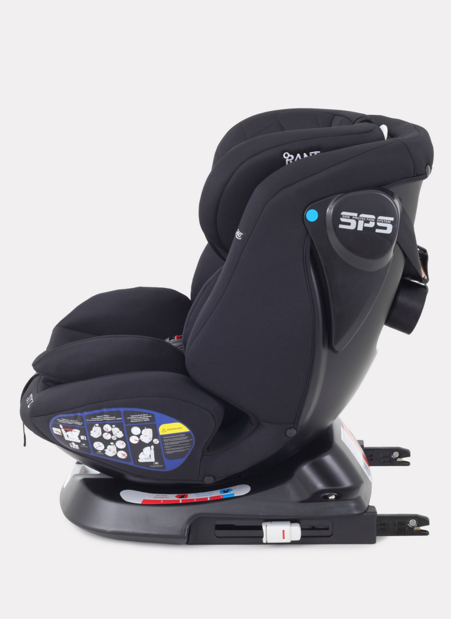Детское автокресло Rant Nitro Isofix| Рост детей 40-145 см | Черное | Группа 0-1-2-3 (0 - 36 кг) | С поворотной базой на 360