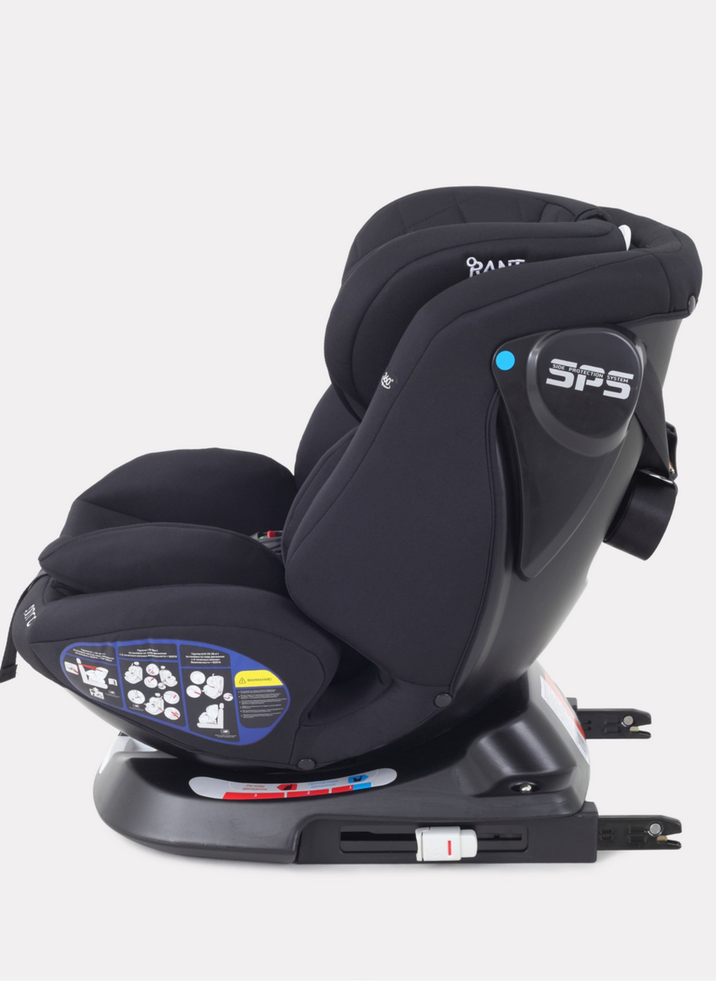 Детское автокресло Rant Nitro Isofix| Рост детей 40-145 см | Черное | Группа 0-1-2-3 (0 - 36 кг) | С поворотной базой на 360