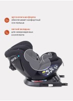 Детское автокресло Rant Nitro Isofix| Рост детей 40-145 см | Черное | Группа 0-1-2-3 (0 - 36 кг) | С поворотной базой на 360