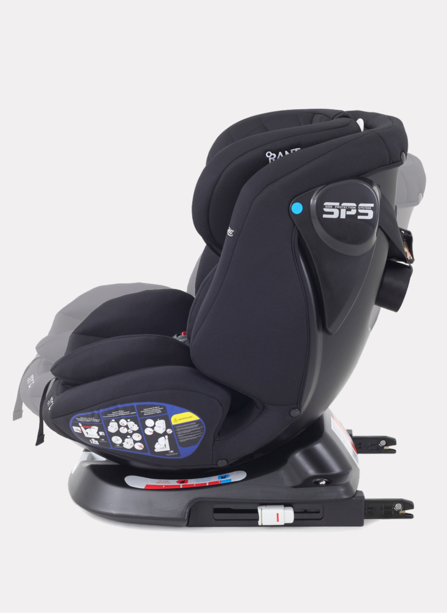 Детское автокресло Rant Nitro Isofix| Рост детей 40-145 см | Черное | Группа 0-1-2-3 (0 - 36 кг) | С поворотной базой на 360
