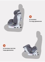 Детское автокресло Rant Nitro Isofix| Рост детей 40-145 см | Серое | Группа 0-1-2-3 (0 - 36 кг) | С поворотной базой на 360