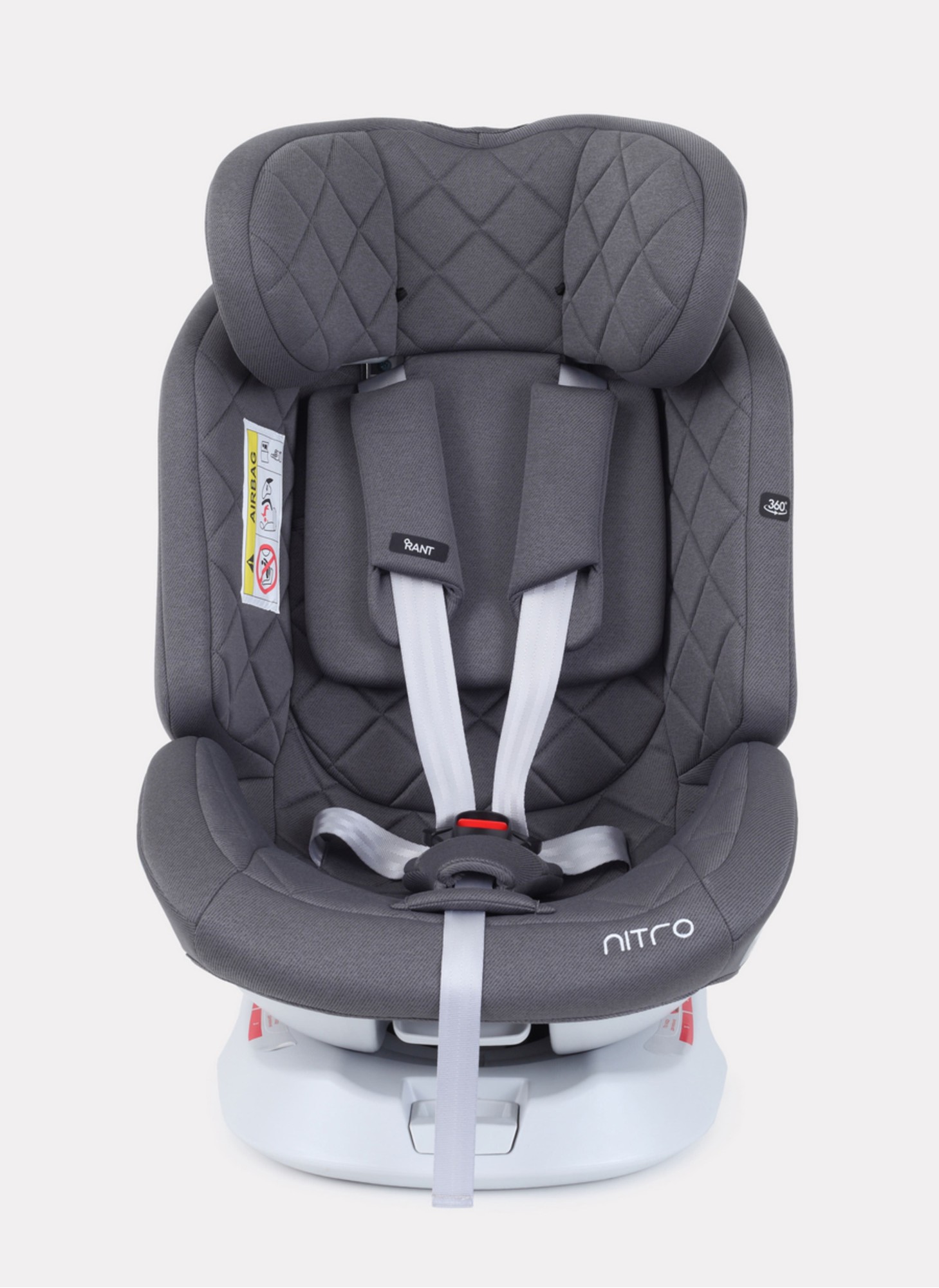 Детское автокресло Rant Nitro Isofix| Рост детей 40-145 см | Серое | Группа 0-1-2-3 (0 - 36 кг) | С поворотной базой на 360