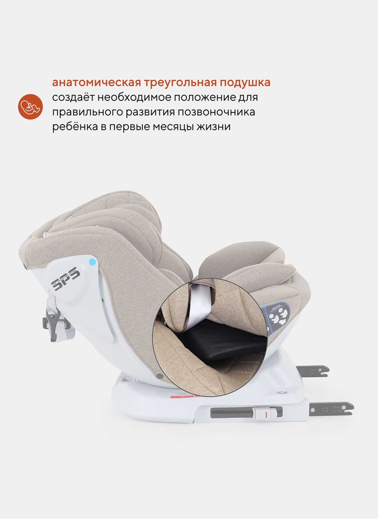 Детское автокресло Rant Nitro Isofix| Рост детей 40-145 см | Бежевое | Группа 0-1-2-3 (0 - 36 кг) | С поворотной базой на 360
