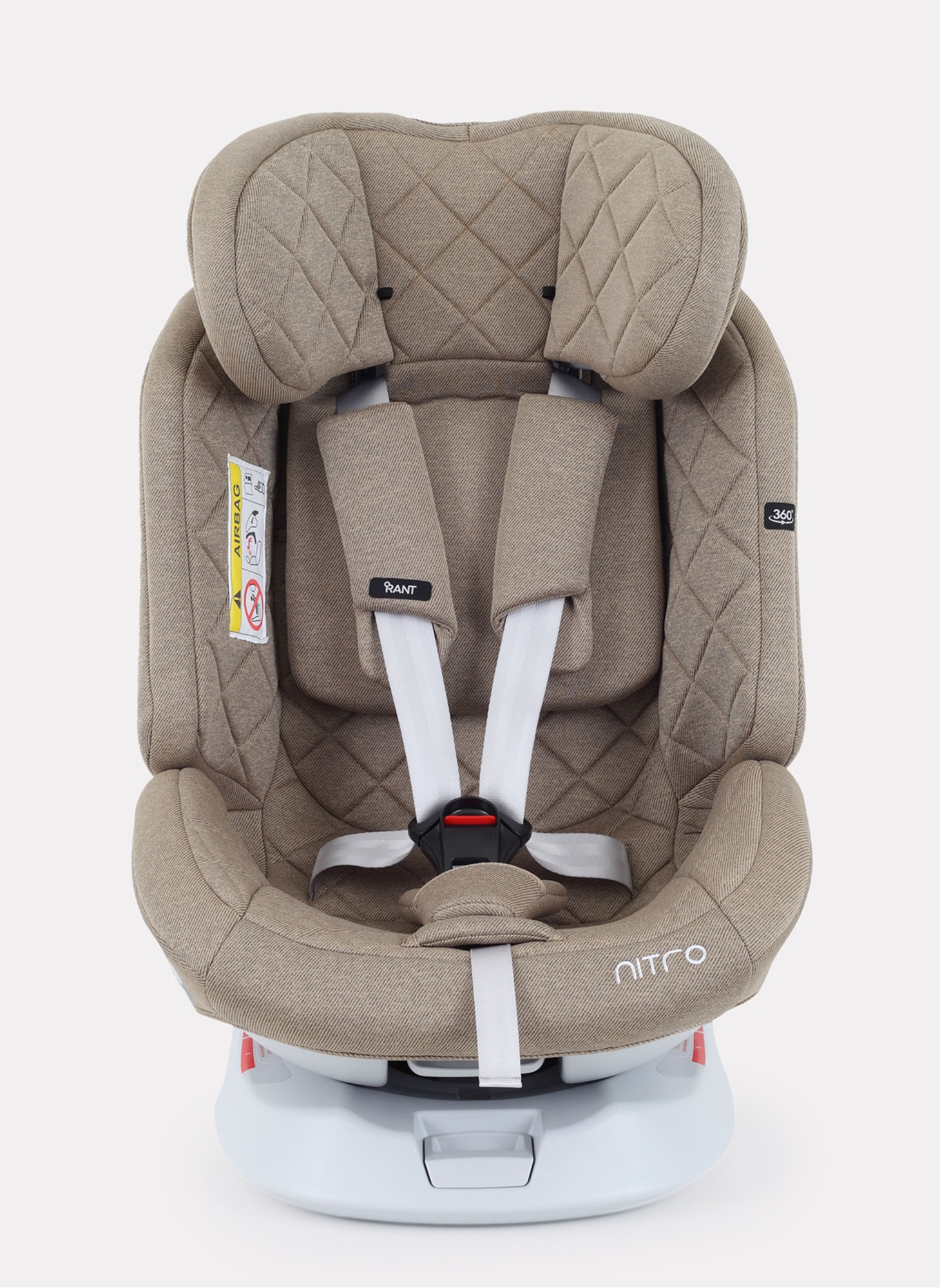Детское автокресло Rant Nitro Isofix| Рост детей 40-145 см | Бежевое | Группа 0-1-2-3 (0 - 36 кг) | С поворотной базой на 360