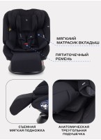 Детское автокресло Rant Nitro Plus  Isofix| Рост детей 40-150 см | Черное | Группа 0-1-2-3 (0 - 36 кг) | С поворотной базой на 360