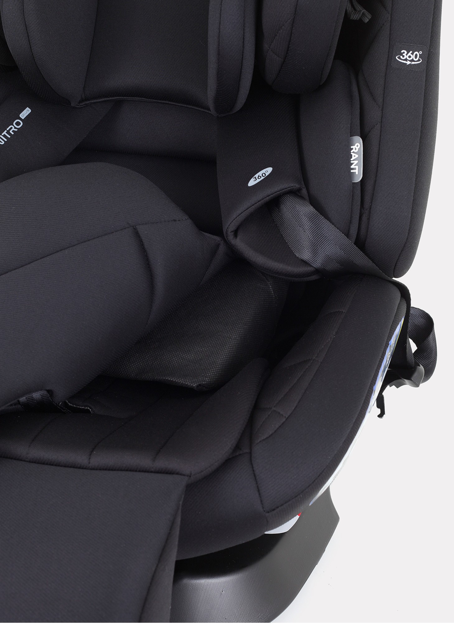 Детское автокресло Rant Nitro Plus  Isofix| Рост детей 40-150 см | Черное | Группа 0-1-2-3 (0 - 36 кг) | С поворотной базой на 360