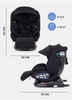 Детское автокресло Rant Nitro Plus  Isofix| Рост детей 40-150 см | Черное | Группа 0-1-2-3 (0 - 36 кг) | С поворотной базой на 360