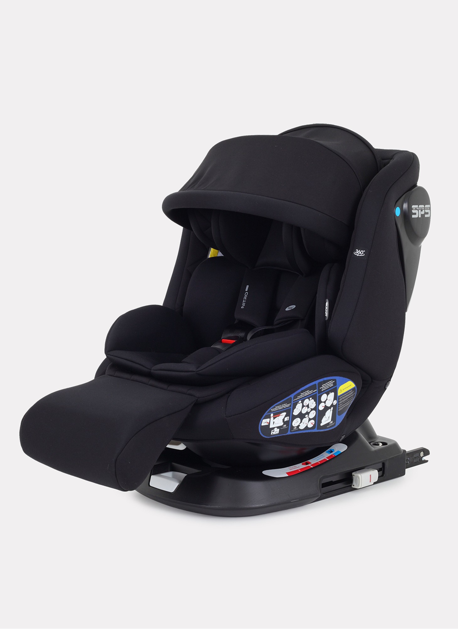 Детское автокресло Rant Nitro Plus  Isofix| Рост детей 40-150 см | Черное | Группа 0-1-2-3 (0 - 36 кг) | С поворотной базой на 360