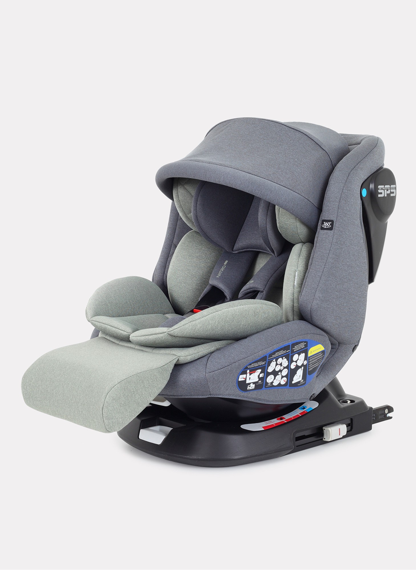 Детское автокресло Rant Nitro Plus  Isofix| Рост детей 40-150 см | Зеленое | Группа 0-1-2-3 (0 - 36 кг) | С поворотной базой на 360