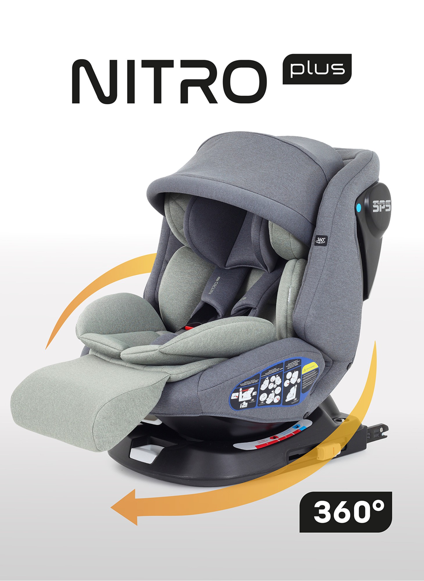 Детское автокресло Rant Nitro Plus  Isofix| Рост детей 40-150 см | Зеленое | Группа 0-1-2-3 (0 - 36 кг) | С поворотной базой на 360
