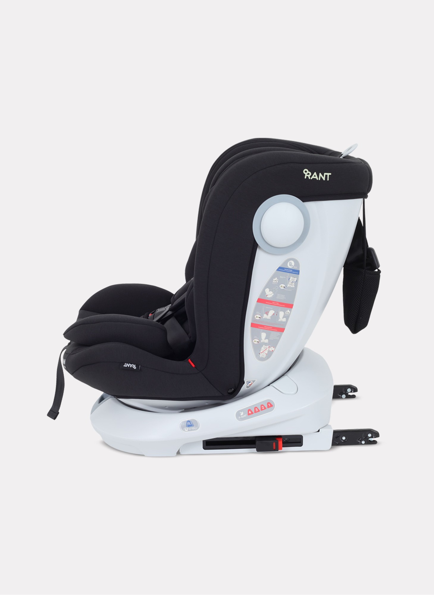 Детское автокресло Rant Drive Isofix для роста 40-150 см | Черное | Группа 0-1-2-3 (0 - 36 кг) | С поворотной базой на 360