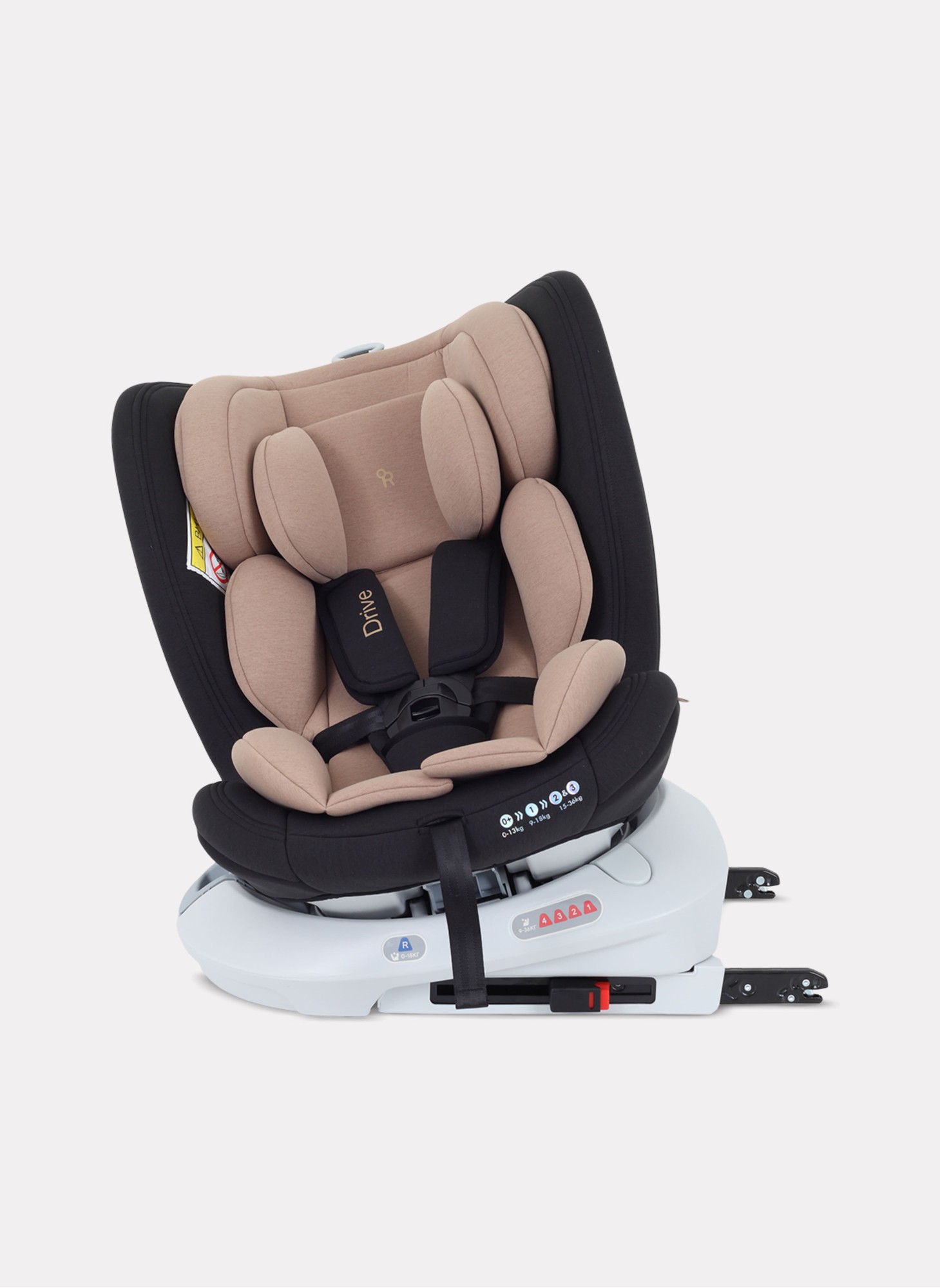 Детское автокресло Rant Drive Isofix для роста 40-150 см | Бежевое | Группа 0-1-2-3 (0 - 36 кг) | С поворотной базой на 360