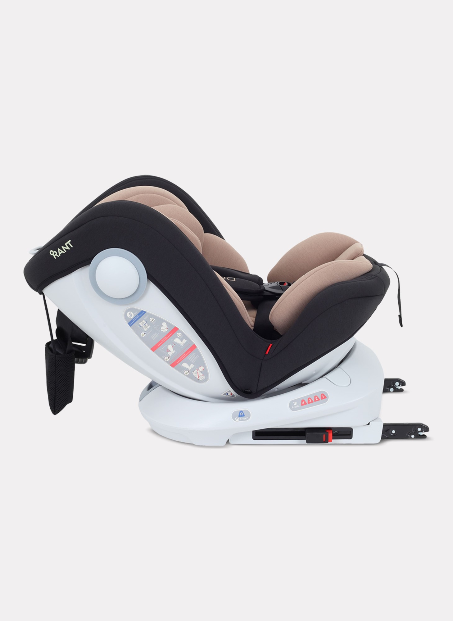 Детское автокресло Rant Drive Isofix для роста 40-150 см | Бежевое | Группа 0-1-2-3 (0 - 36 кг) | С поворотной базой на 360