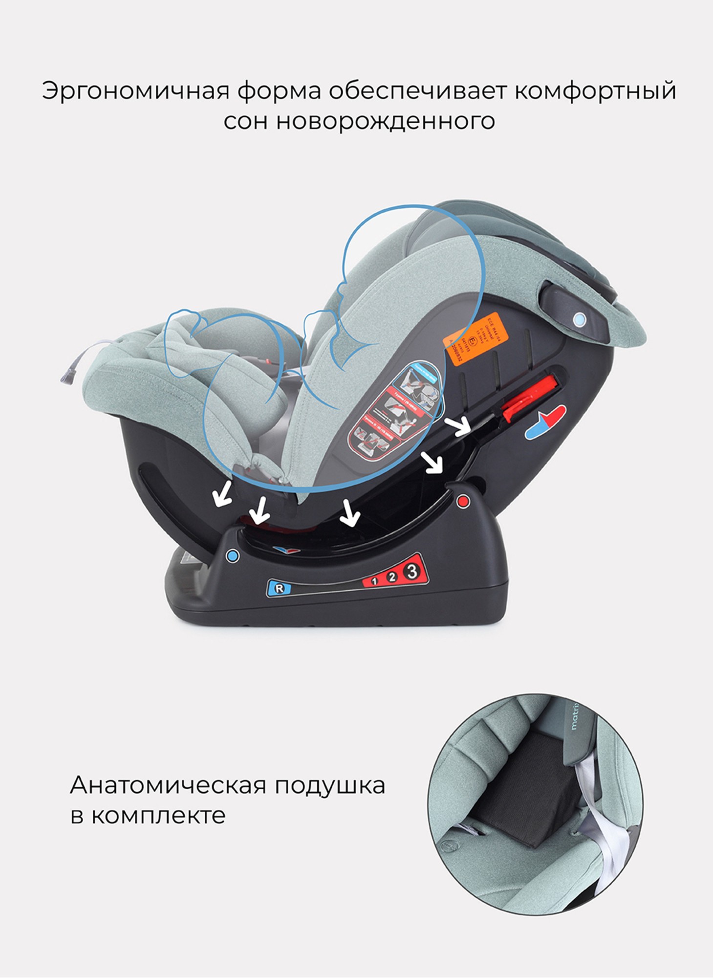 Детское автокресло Rant Matrix Active Line | Группа 0-1-2-3 (до 36 кг) | для роста 40-145 см | Зеленый цвет | Для детей от 0 до 12 лет