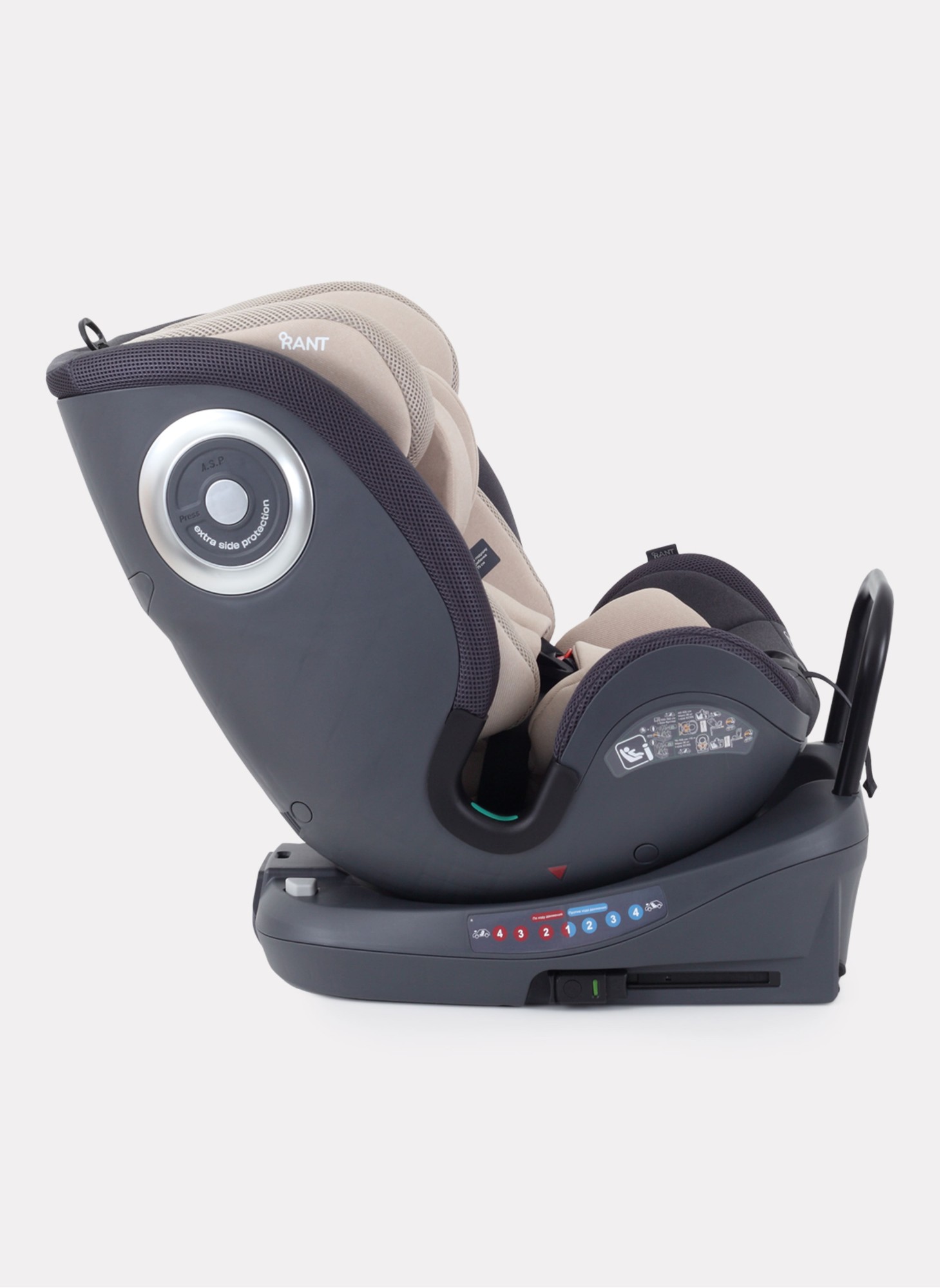 Детское автокресло Rant MultiFix с креплением Isofix | Рост детей 40-150 см | Бежевое | Группа 0-1-2-3 (0 - 36 кг) | С поворотной базой на 360