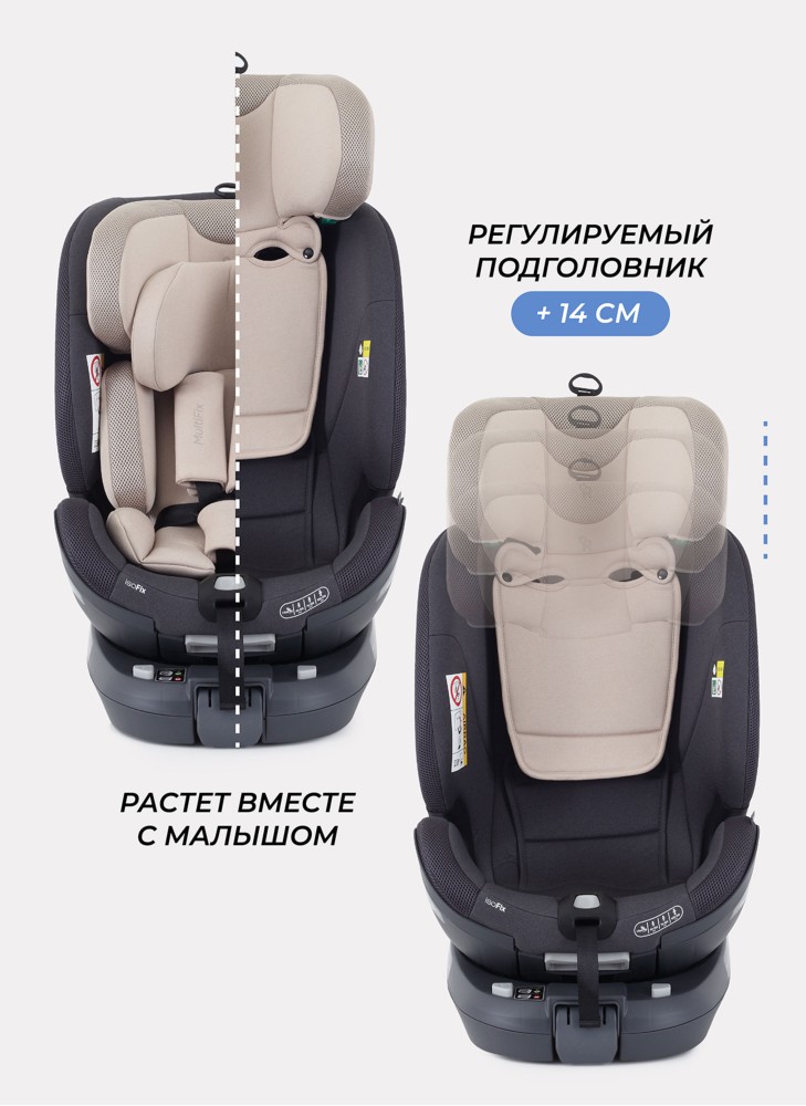 Детское автокресло Rant MultiFix с креплением Isofix | Рост детей 40-150 см | Бежевое | Группа 0-1-2-3 (0 - 36 кг) | С поворотной базой на 360