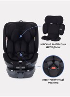 Детское автокресло Rant MultiFix с креплением Isofix | Рост детей 40-150 см | Черное | Группа 0-1-2-3 (0 - 36 кг) | С поворотной базой на 360