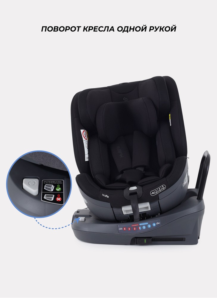Детское автокресло Rant MultiFix с креплением Isofix | Рост детей 40-150 см | Черное | Группа 0-1-2-3 (0 - 36 кг) | С поворотной базой на 360