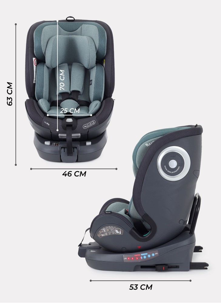 Детское автокресло Rant MultiFix с креплением Isofix | Рост детей 40-150 см | Зеленое | Группа 0-1-2-3 (0 - 36 кг) | С поворотной базой на 360