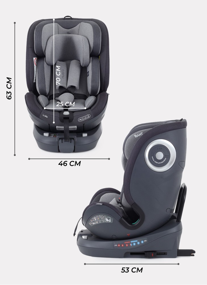 Детское автокресло Rant MultiFix с креплением Isofix | Рост детей 40-150 см | Зеленое | Группа 0-1-2-3 (0 - 36 кг) | С поворотной базой на 360