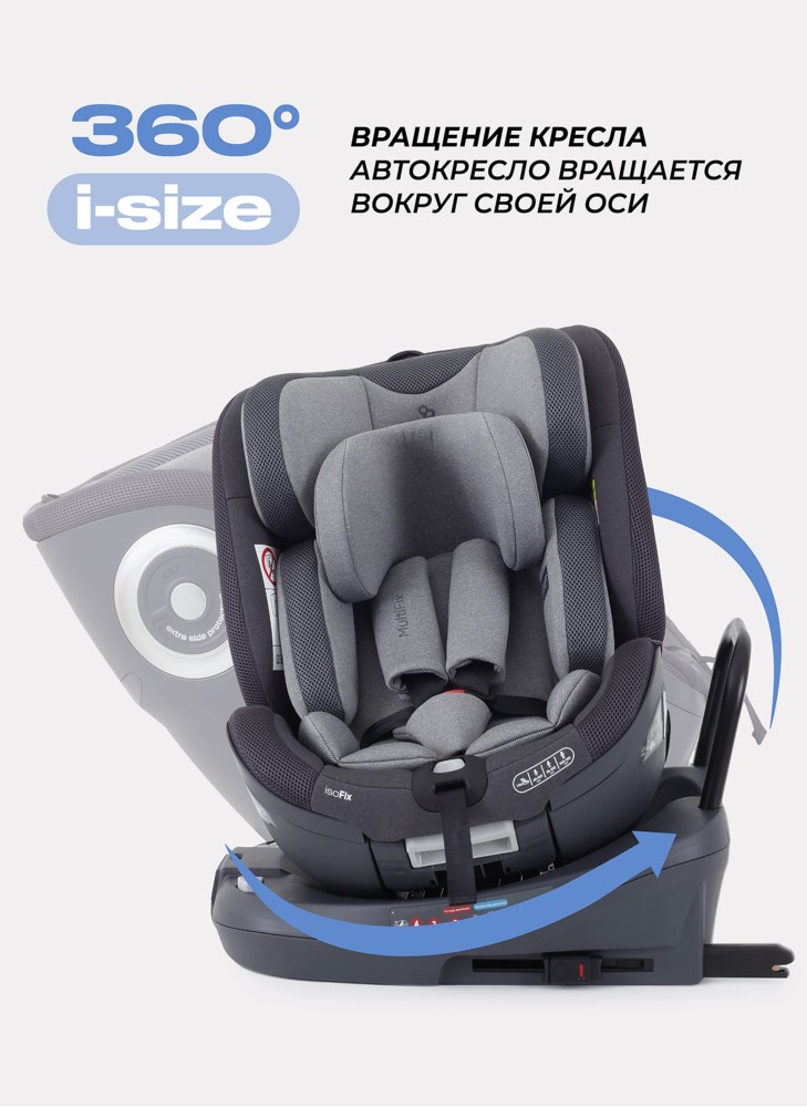 Детское автокресло Rant MultiFix с креплением Isofix | Рост детей 40-150 см | Зеленое | Группа 0-1-2-3 (0 - 36 кг) | С поворотной базой на 360