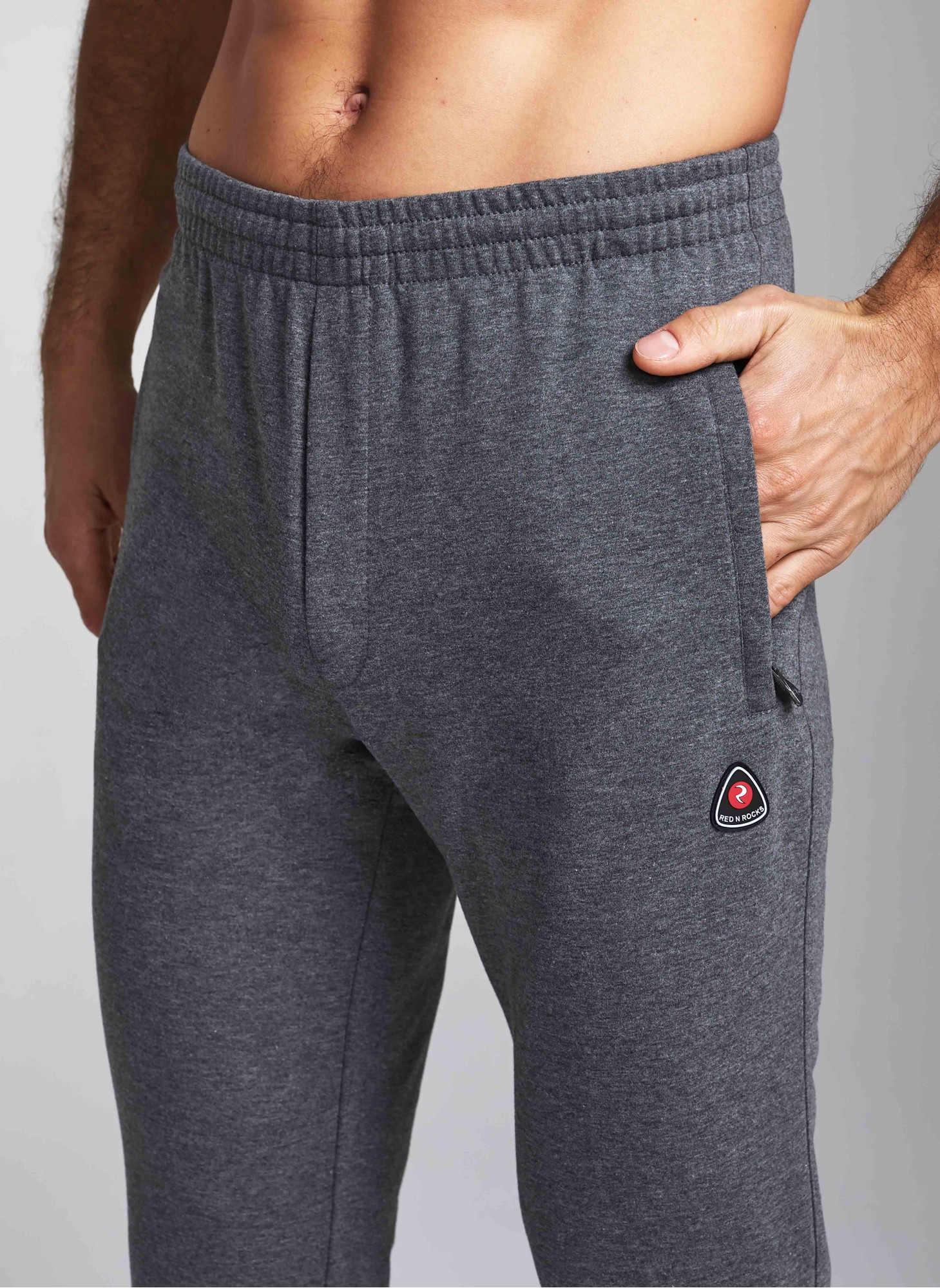 Серые спортивные брюки RED-N-ROCK'S из футера без начеса, зауженные к низу