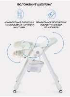 Детский стульчик для кормления Rant Cream 2024 с колесиками и стопором колес, со съемной столешницей | 7 положений по высоте | Цвет - зеленый