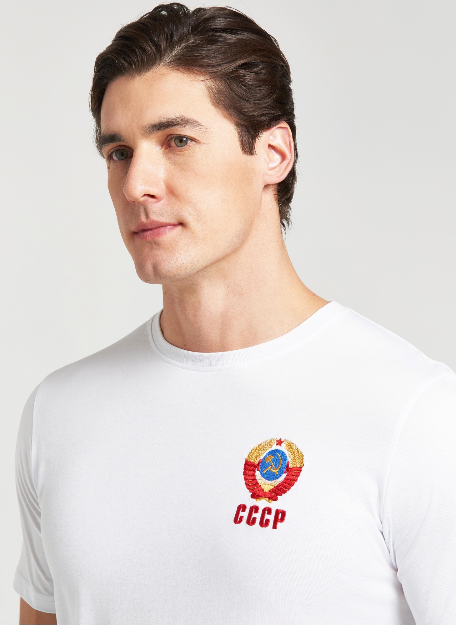 Футболка белая СССР мужская, RED-N-ROCK'S, герб СССР на груди