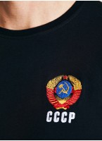 Черная мужская футболка с гербом СССР | Хлопковая кулирка | Классический крой | RUSTEAM