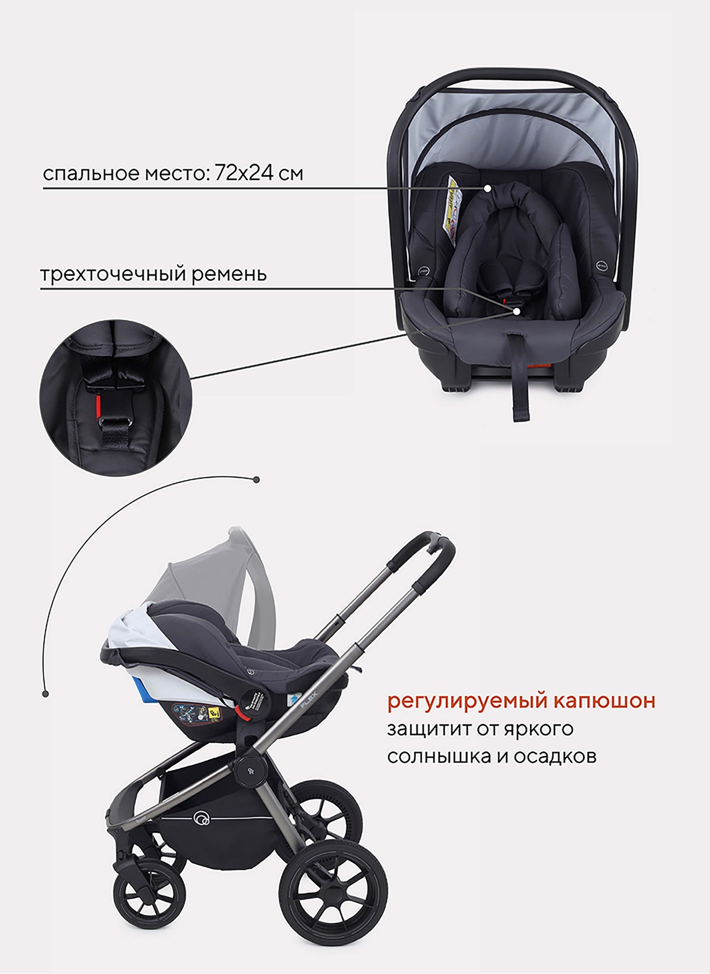 Коляска 3 в 1 Rant Flex Pro 2023 RA075 Graphite