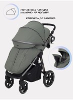 Детская прогулочная коляска Rant Caspia 2.0 2025 с амортизацией, поворотными передними колесами с фиксацией, бескамерные резиновые колеса, цвет - оливковый