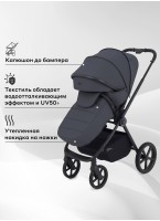 Rant Teo | Детская коляска 2 в 1 с амортизацией | Люлька и прогулочный реверсивный блок | Передние колеса - поворотные  с фиксацией передних | Цвет - графитовый