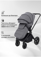 Детская коляска 2 в 1 Rant Falcon Neo с пружинной амортизацией всех колес | Резиновые колеса, передние - поворотные с фиксацией прямолинейного движения | Цвет коляски - серый