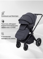 Детская коляска 2 в 1 Rant Falcon Neo с пружинной амортизацией всех колес | Резиновые колеса, передние - поворотные с фиксацией прямолинейного движения | Цвет коляски - графитовый