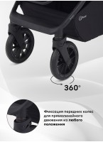 Детская коляска 2 в 1 Rant Falcon Neo с пружинной амортизацией всех колес | Резиновые колеса, передние - поворотные с фиксацией прямолинейного движения | Цвет коляски - графитовый